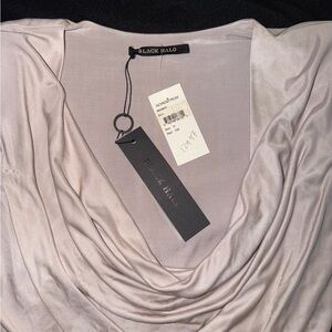 Black Halo Cowl Neck Midi Dress in Soft Cream